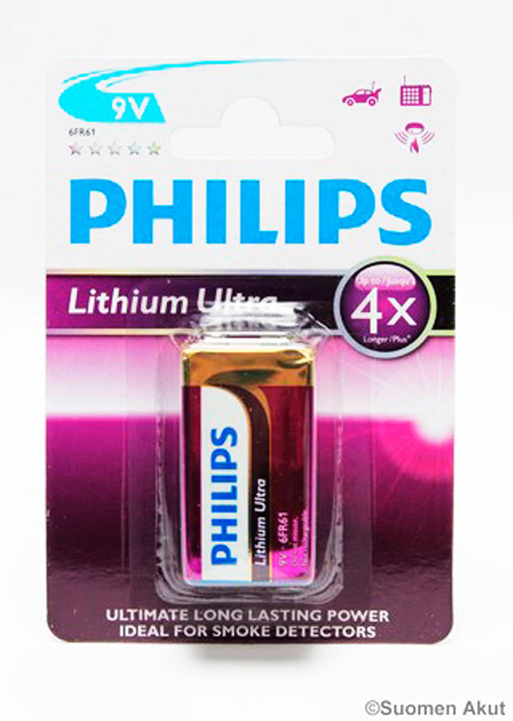 Philips 9V Litiumparisto 1kpl blister - 9V Lithiumparistot - 8712581644277 - 1