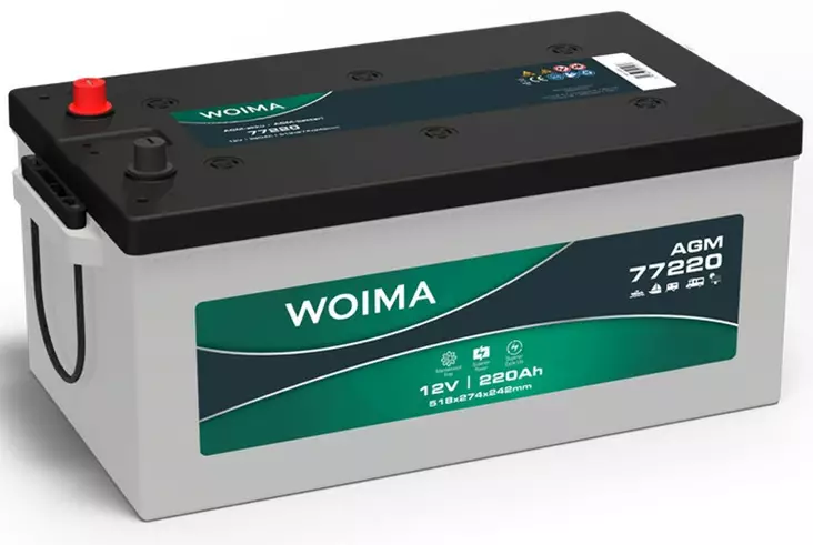 Woima Deep cycle Agm-akku 12V 220Ah - AGM ajovoima- ja teollisuusakut - 6438255915277 - 1