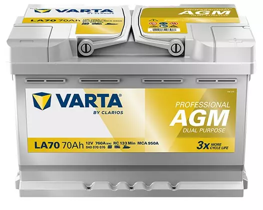Varta Profes. DP AGM Leisure 12V 70Ah - Varta vene- ja vapaa-ajan akut - 4016987166987 - 1