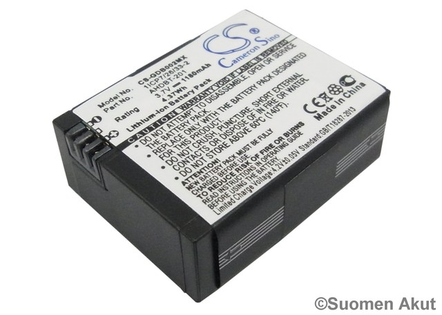 Gopro akku 3.7v 1180mah liion AHDBT-301 - GoPro kameranakut - 4894128086208 - 1