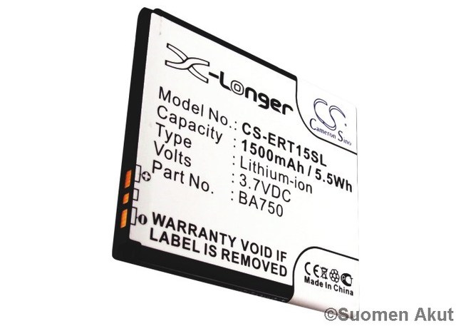 Sony Ericsson BA750 3.7V 1500mAh Li-Ion - Sony Ericsson kännykän akut - 4894128053118 - 1