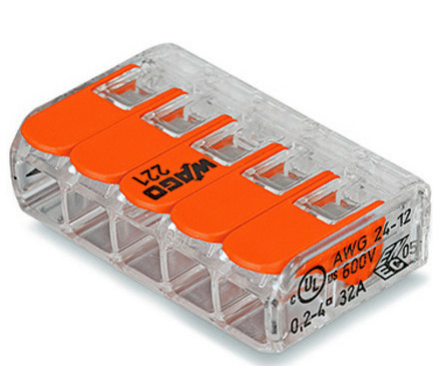 Wago 221 rasialiitin 5 napainen 0,2-4mm2 - Aurinkoenergian tarvikkeet - 4055143234658 - 1