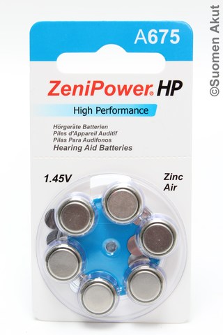 ZeniPower Kuulolaiteparisto A675 1,45V - Kuulolaiteparistot - 6923601285048 - 1