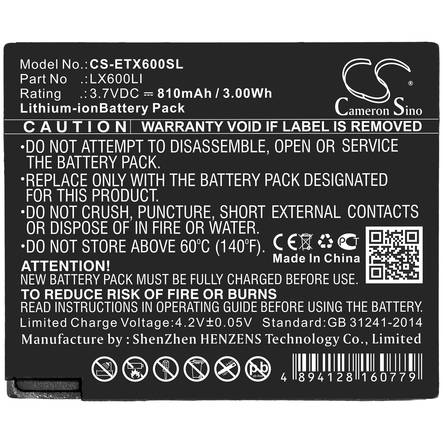 Eartec tarvikeakku LX600LI CS - Langattomien kuulokkeiden akut - 4894128160779 - 2