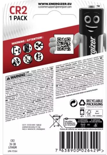 CR2 3V Lithiumparisto 1kpl Bli Energizer - CR2 3V lithiumparistot - 7638900026429 - 2