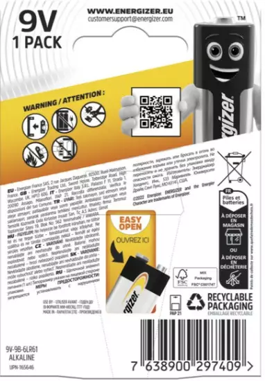 Energizer alkaliparisto 9V 1kpl Blis - 9V alkaliparistot - 7638900297409 - 2