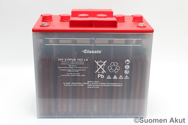 Exide Classic akku 12v 3 OPZS 150Ah/10hr - Putki- ja massalevyakut - 4009 - 1