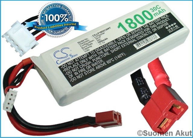 Li-polymer akku 11.1v 1800mah 107x35x22 - Li-polymer kennot/akut - 4894128038719 - 1