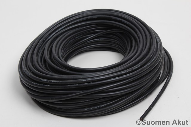 Silikonikaapeli 10AWG musta 1 metri - Silikonikaapelit - 281909 - 1