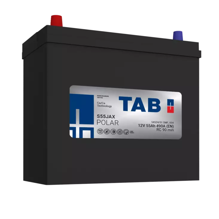 TAB käynnistysakku Polar S S55JAX 12V 55Ah 490A(EN - Tab käynnistysakut - 3838807030589 - 2