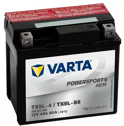 Varta Mp-Akku TX5L-BS 12V 4Ah 80A(En) - AGM MP- ja kelkan akut - 4016987127339 - 1
